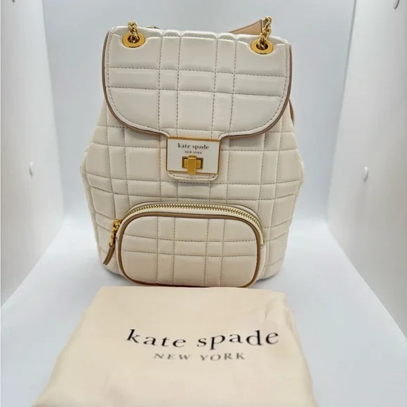 Kate Spade Evelyn Quilted Small Backpack in Ivory - Picture 2 of 12